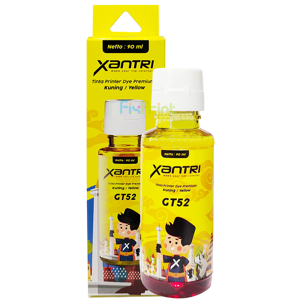 Tinta Xantri GT52 Yellow 90ml, Printer HPC DeskJet GT5810 GT5820 All in One InkTank 115 310 315 319 350 415 419 410 SmartTank 450 510 550 610